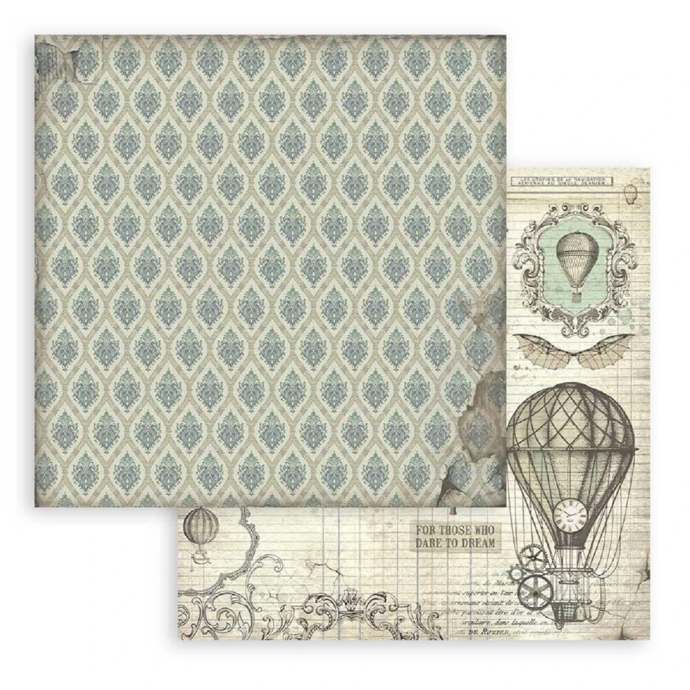 Stamperia Scrapbook papier – Voyages Fantastiques Background 8x8