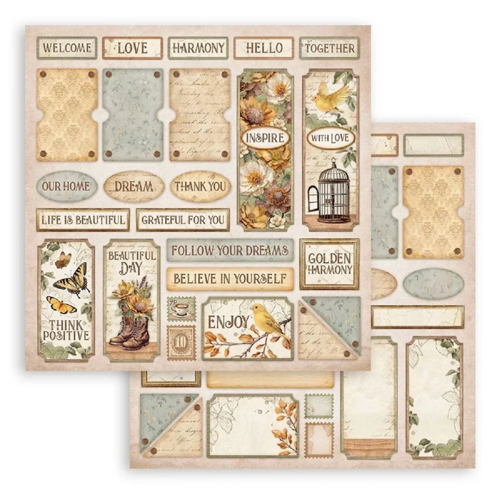 Stamperia Scrapbook papier – Golden Harmony 8x8