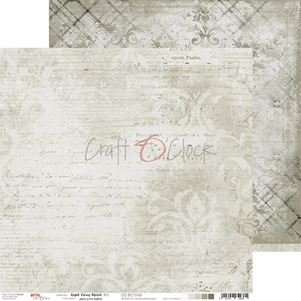 Craft O´ Clock Scrapbook papier - Light Gray Mood 12x12