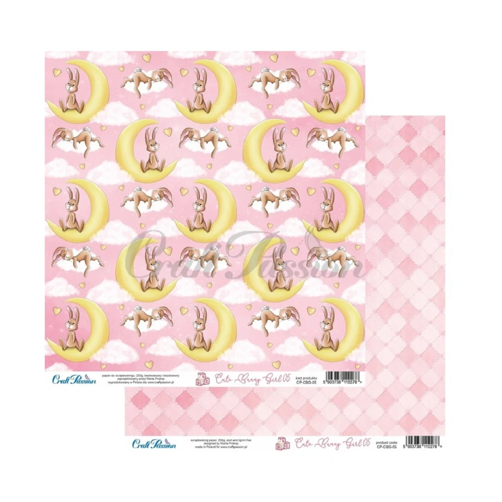 Craft Passion Scrapbook papier Cute Bunny Girl 12x12