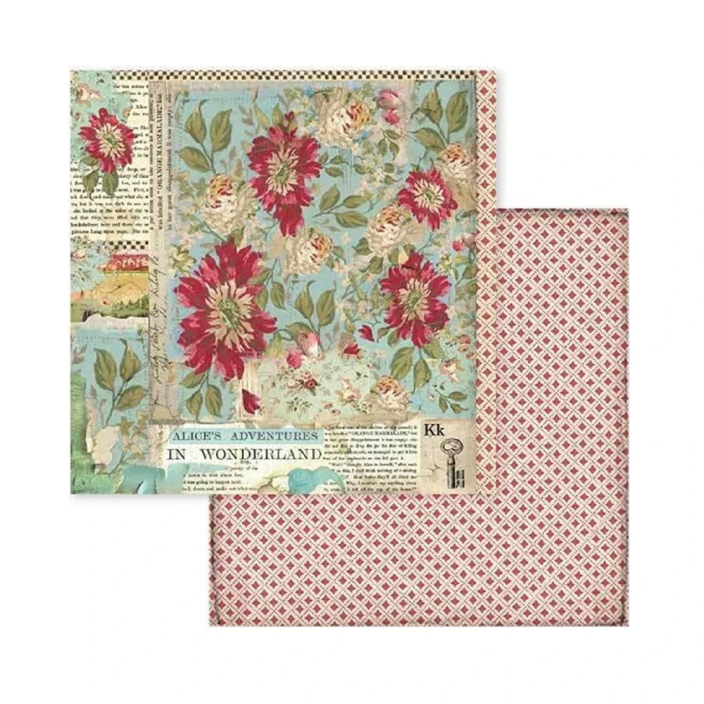 Stamperia Alice in Wonderland scrapbook papier 8x8