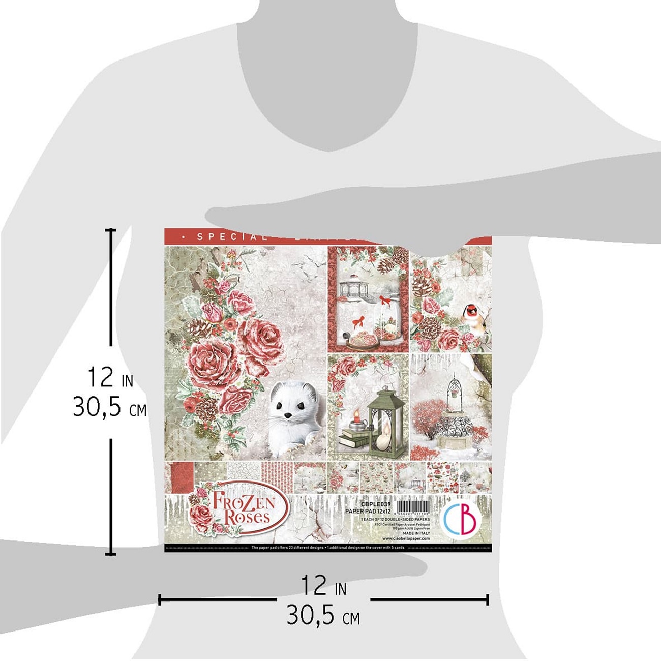 Ciao Bella Scrapbook papier Frozen Roses 12x12