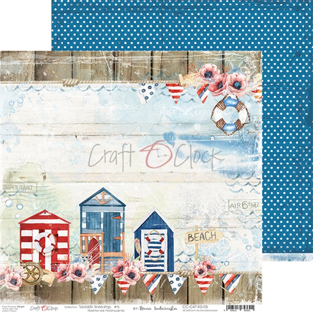 Craft O´ Clock Scrapbook papier - Seaside Greetings 8x8