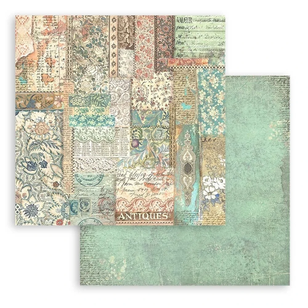 Stamperia Scrapbook papier – Brocante Antiques Backgrounds 8x8