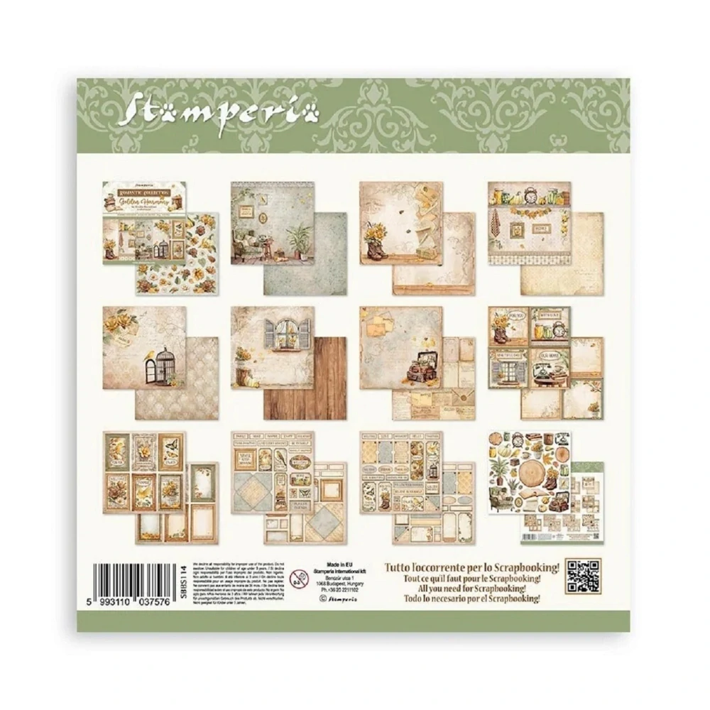 Stamperia Scrapbook papier – Golden Harmony 8x8