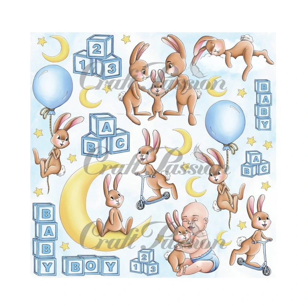 Craft Passion Scrapbook papier Cute Bunny Boy 12x12