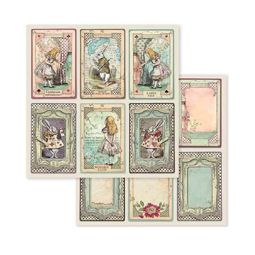 Stamperia Alice in Wonderland scrapbook papier 8x8
