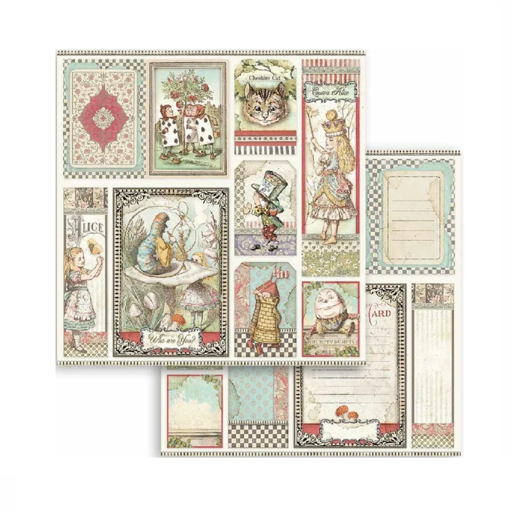 Stamperia Alice Trough the Looking Glass scrapbook papier 8x8