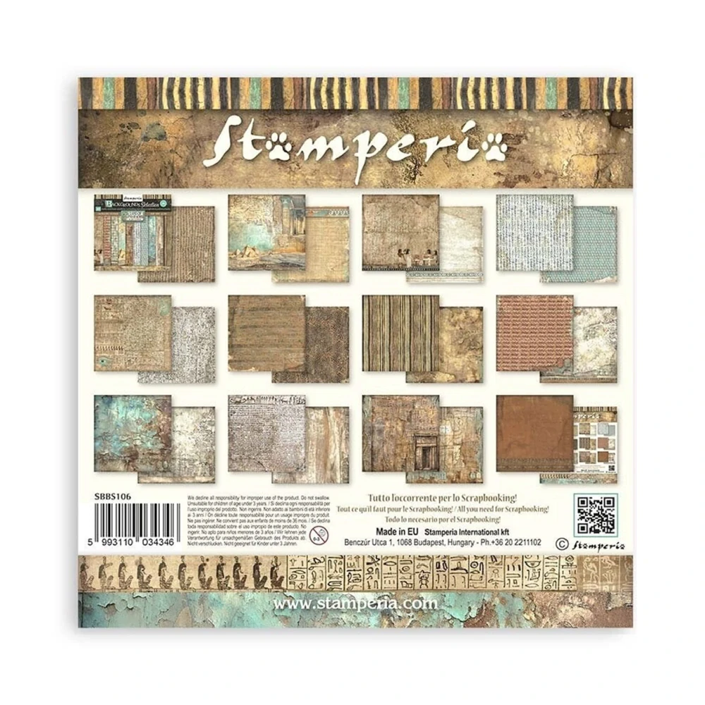 Stamperia Scrapbook papier – Land of Pharaohs Backgrounds 8x8