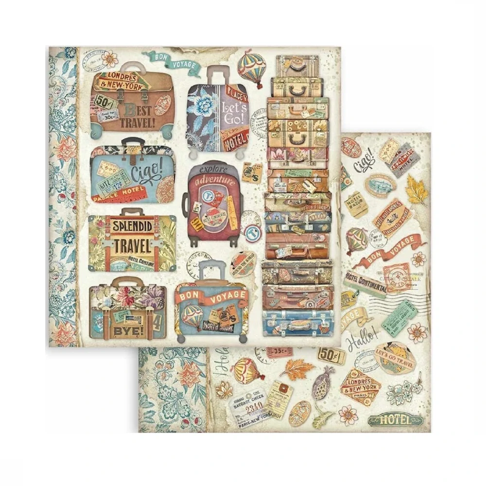 Stamperia Scrapbook papier – Art of Travelling 8x8