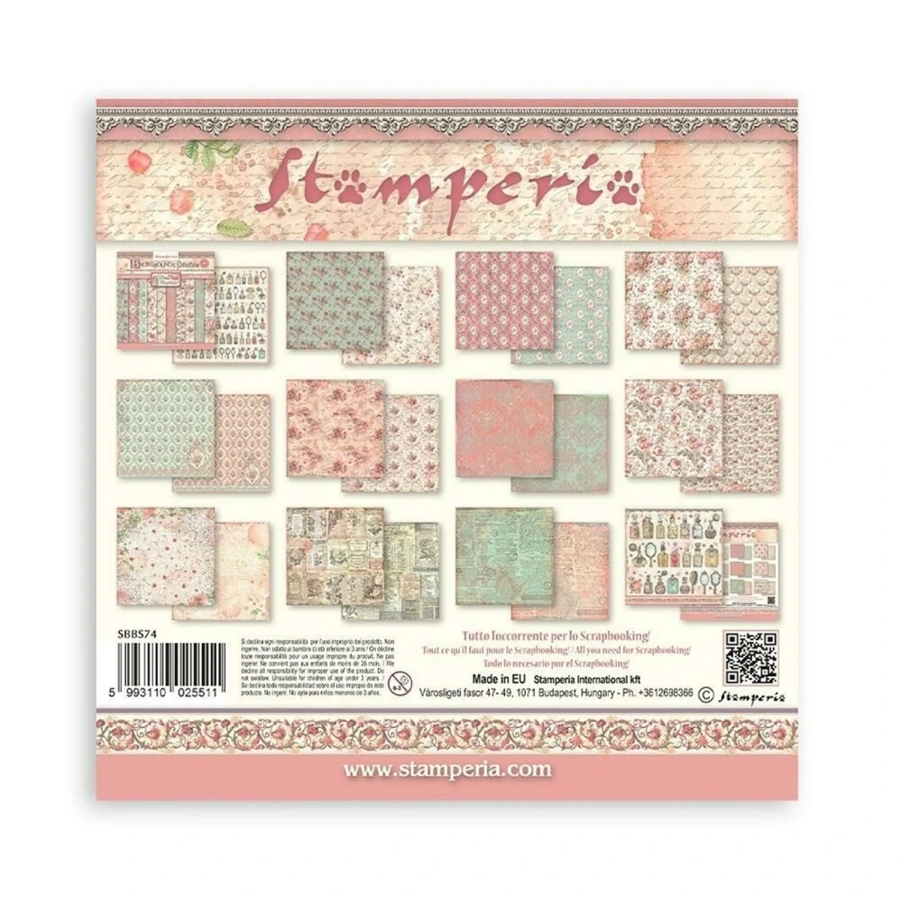 Stamperia Scrapbook papier – Rose Parfum Backgrounds 8x8