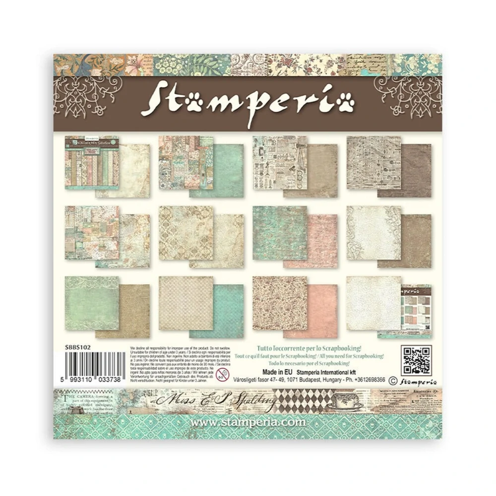 Stamperia Scrapbook papier – Brocante Antiques Backgrounds 8x8