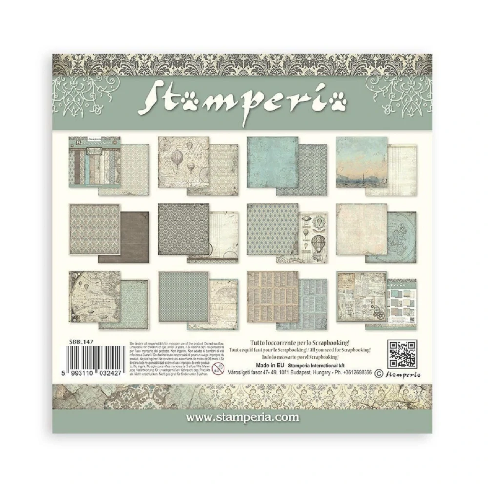 Stamperia Scrapbook papier – Voyages Fantastiques Background 8x8