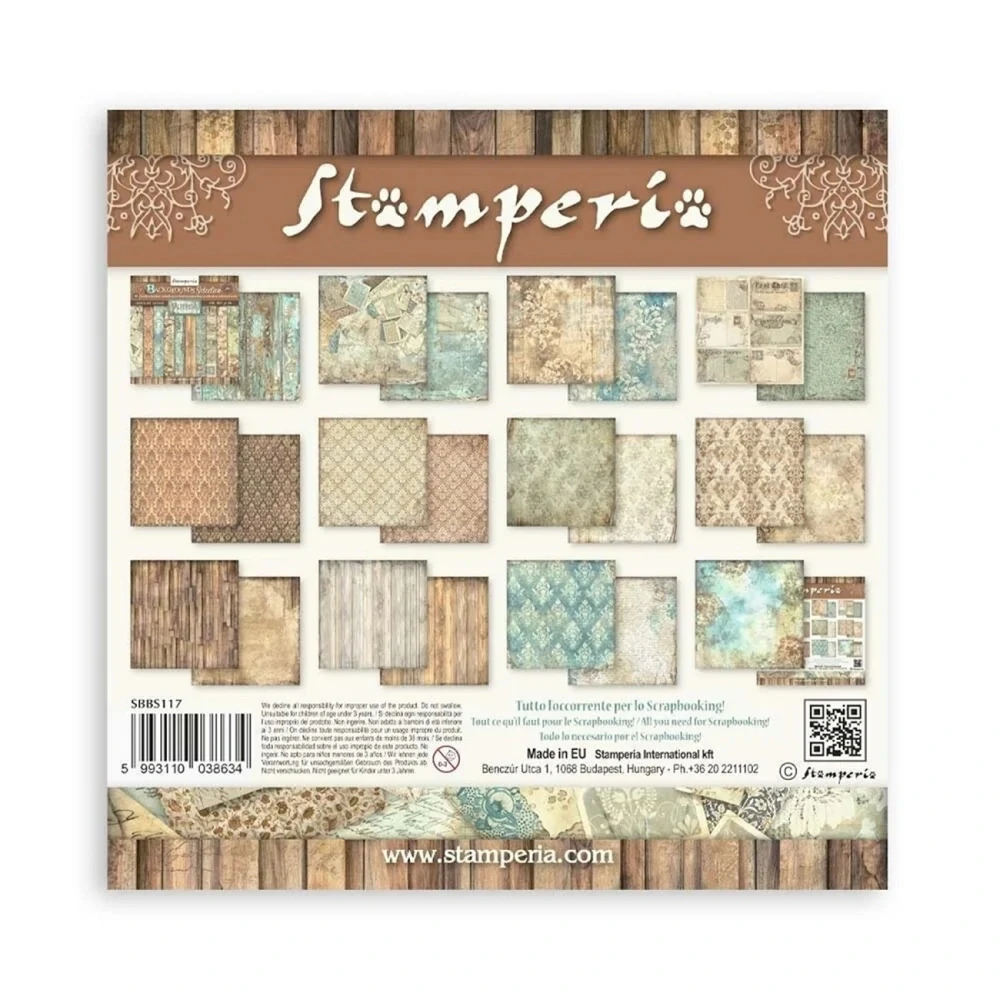 Stamperia Scrapbook papier – Alterego Backgrounds Selection 8x8