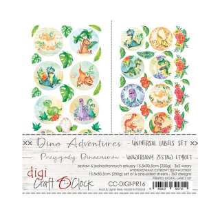 Craft O´ Clock Scrapbook papier - Dino Adventures Labels 6x12