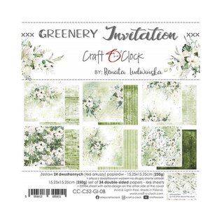 Craft O´ Clock Scrapbook papier - Greenery Invitation  6x6