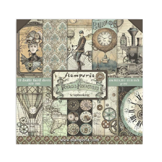 Stamperia Scrapbook papier – Voyages Fantastiques 8x8