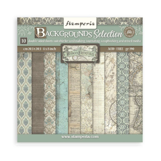 Stamperia Scrapbook papier – Voyages Fantastiques Background 8x8